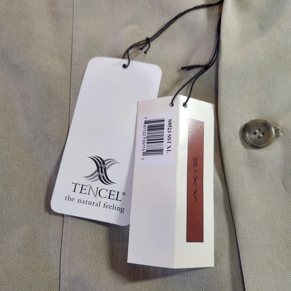 Axis Sports Coat Blazer Suit Jacket Tencel Fiber XL Beige Tan‎ 3 Button Shoulder